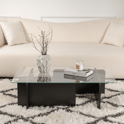 Table Basse Avec Plateau En Verre L105 Cm