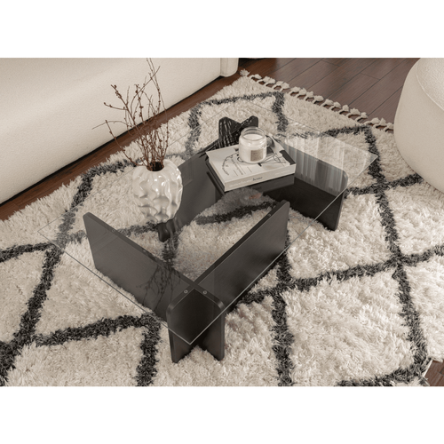 Table Basse Avec Plateau En Verre L105 Cm