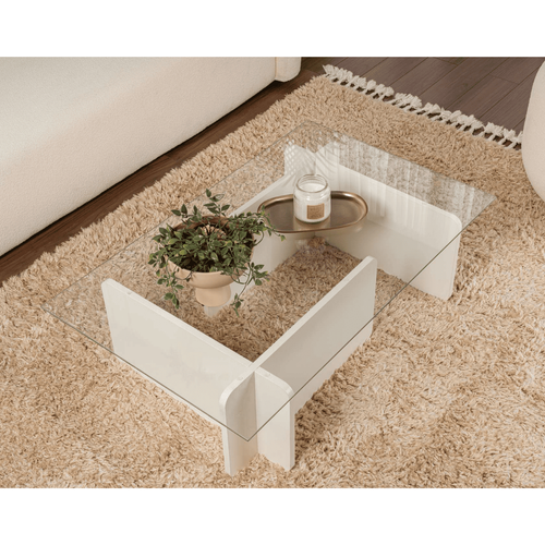 Table Basse Avec Plateau En Verre L105 Cm