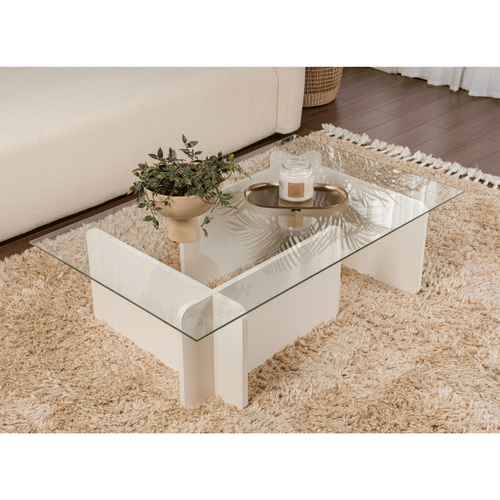 Table Basse Avec Plateau En Verre L105 Cm