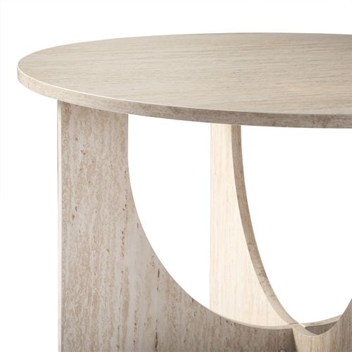Table Basse Ronde D70 Cm Décor Travertin