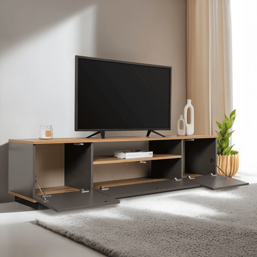Meuble TV 3 Portes Rabattables Et 1 Niche L180 Cm