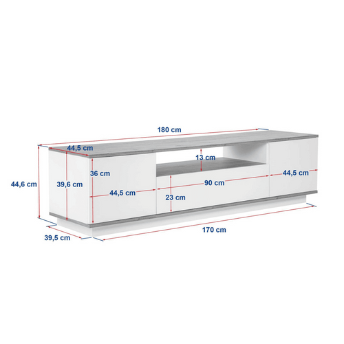 Meuble TV 3 Portes Rabattables Et 1 Niche L180 Cm