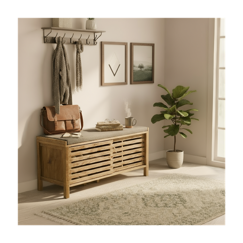 Banc à Chaussures 2 Portes Coulissantes L112 Cm