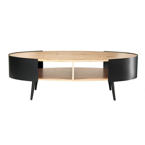 Table Basse Ovale Avec Flancs En Métal Noir L120 Cm