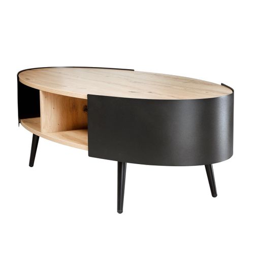 Table Basse Ovale Avec Flancs En Métal Noir L120 Cm
