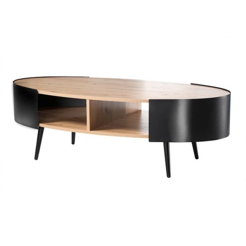 Table Basse Ovale Avec Flancs En Métal Noir L120 Cm