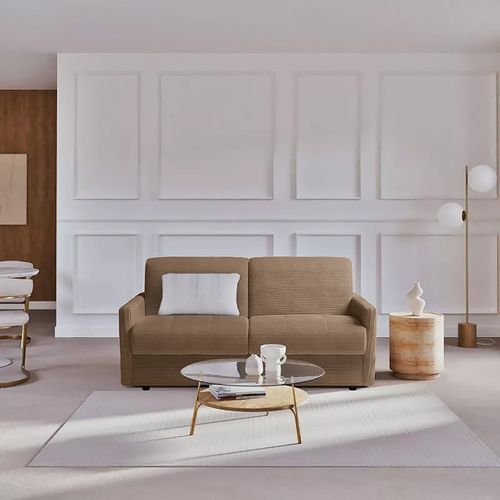 Canapé Convertible 3 Places En Velours Côtelé