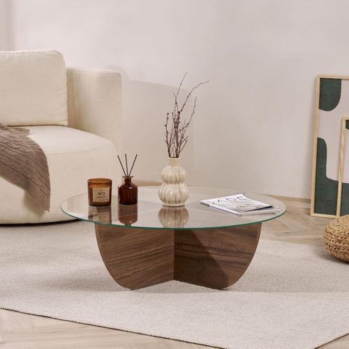 Table Basse Avec Plateau En Verre D90 Cm