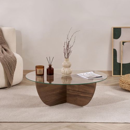 Table Basse Avec Plateau En Verre D90 Cm