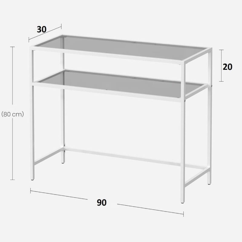 Console En Métal Avec 2 Tablettes En Verre L90 Cm