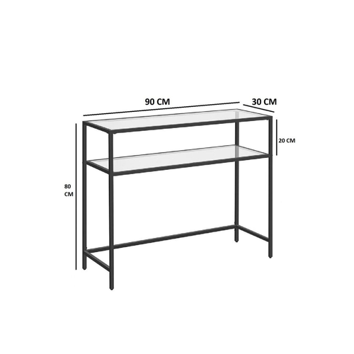 Console En Métal Avec 2 Tablettes En Verre L90 Cm