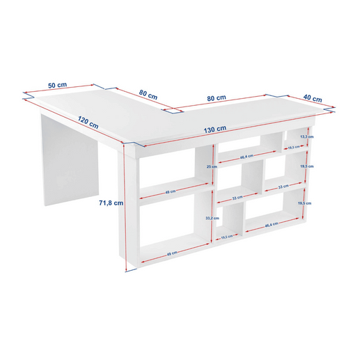 Bureau D'angle Avec 8 Niches De Rangements  L130 Cm