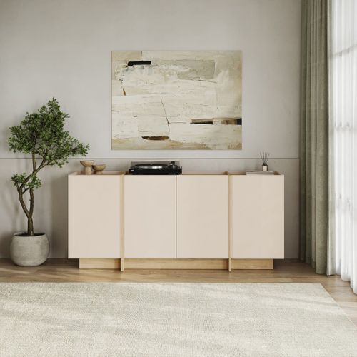 Buffet 4 Portes Décor Cachemire Et Chêne L180 Cm