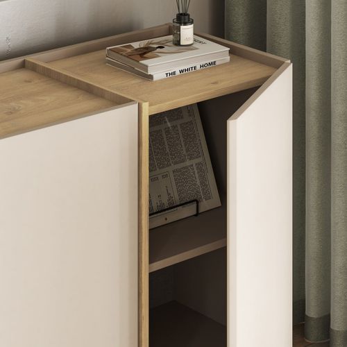 Buffet 4 Portes Décor Cachemire Et Chêne L180 Cm