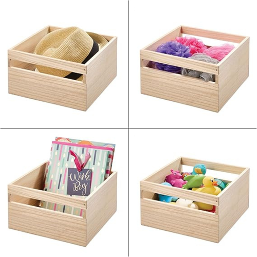 Bac De Rangement En Bois Avec Poignées L25,4 Cm