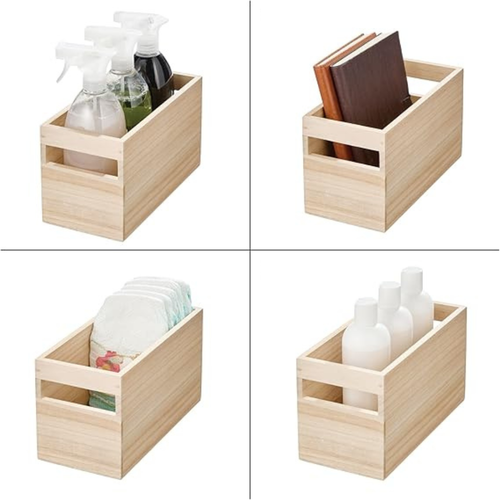 Bac De Rangement En Bois Avec Poignées H15,2 Cm