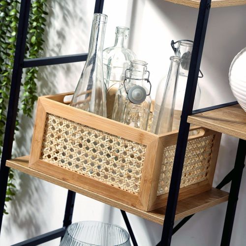 Boîte En Bambou Et Rotin Moyen Modèle - L30x25x15 Cm