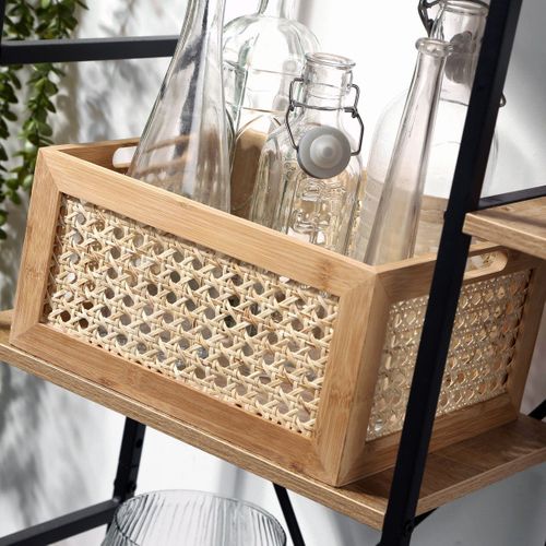 Boîte En Bambou Et Rotin Moyen Modèle - L30x25x15 Cm