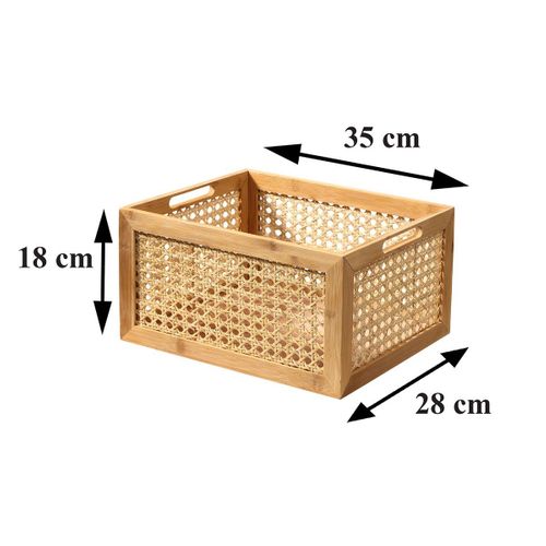 Boîte En Bambou Et Rotin Grand Modèle - L35x28x18cm