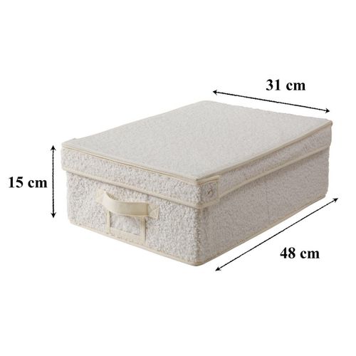 Boîte Rangement Avec Couvercle Tissu Bouclette Écru - L31,5 Cm