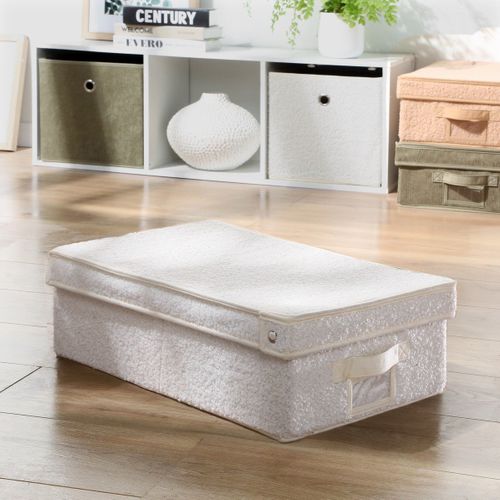 Boîte Rangement Avec Couvercle Tissu Bouclette Écru - L31,5 Cm