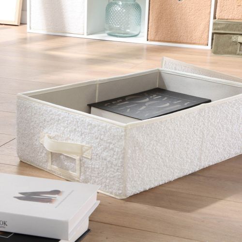 Boîte Rangement Avec Couvercle Tissu Bouclette Écru - L31,5 Cm