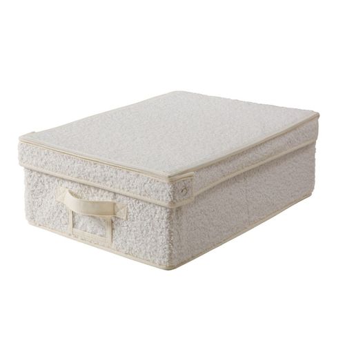 Boîte Rangement Avec Couvercle Tissu Bouclette Écru - L31,5 Cm