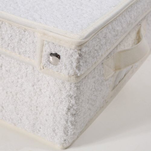 Boîte Rangement Avec Couvercle Tissu Bouclette Écru - L31,5 Cm