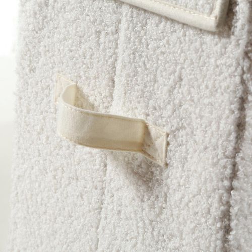 Boîte Rangement Haute Avec Couvercle Tissu Bouclette Écru - H30 Cm