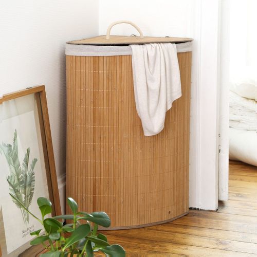 Panier à Linge D'angle En Bambou - H60 Cm