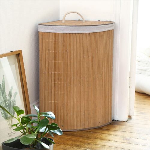 Panier à Linge D'angle En Bambou - H60 Cm