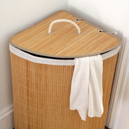 Panier à Linge D'angle En Bambou - H60 Cm