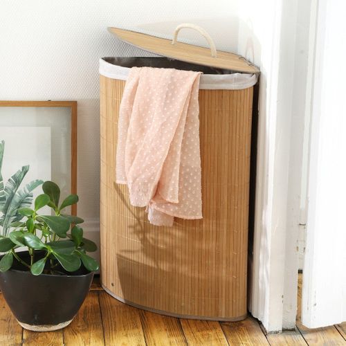 Panier à Linge D'angle En Bambou - H60 Cm