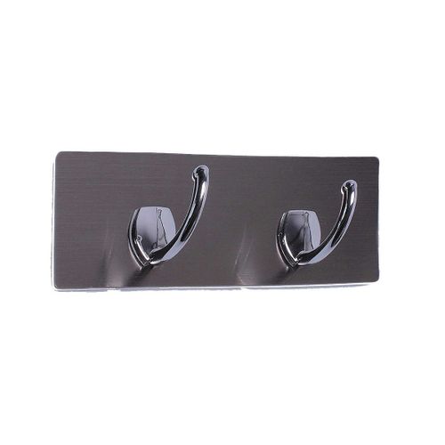 Plaquette Adhésive 2 Crochets Gris 22 X 7.5 Cm