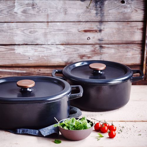 Cocotte Ronde En Fonte Émaillée 26cm Noir - 15141264