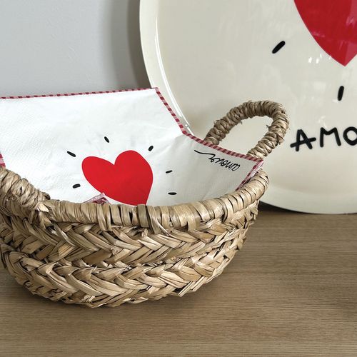 Lot De 20 Serviettes Papier Cœur - 33x33 Cm - Rouge