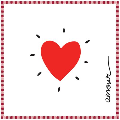 Lot De 20 Serviettes Papier Cœur - 33x33 Cm - Rouge