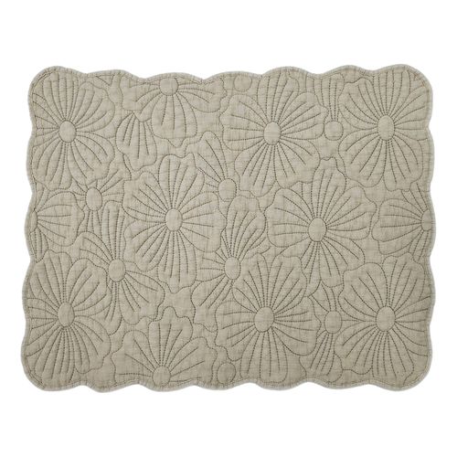 Set De Table Rectangulaire Matelassé Avec Motif Fleurs Brodé - 35x45 Cm - Naturel