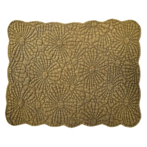 Set De Table Rectangulaire Matelassé Avec Motif Fleurs Brodé - 35x45 Cm - Marron Clair