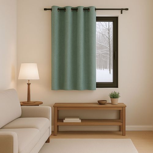 Rideau Anti-froid Doublé Polaire - 140x180 Cm - Vert D'eau