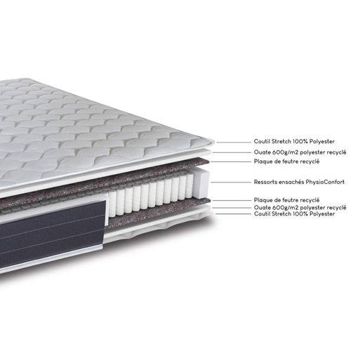 Matelas 140x190 Rhodes - Ressorts Ensachés - Hauteur 24 Cm - Soutien Ferme