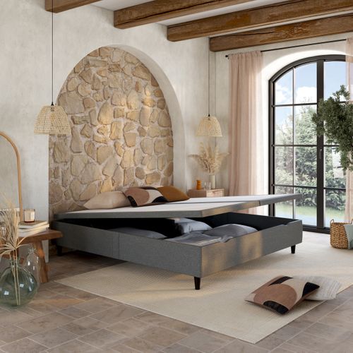 Lit coffre manuel 2x90x200 cm NUIT FAUBOURG TRIOMPHE 2 anthracite