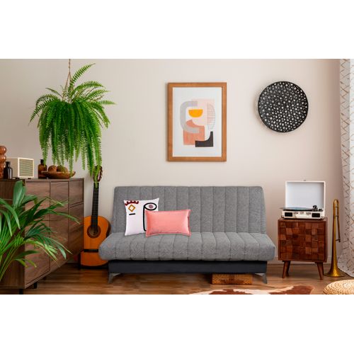 Banquette Clic-clac Indy 120x190, Matelas Simmons, Gris