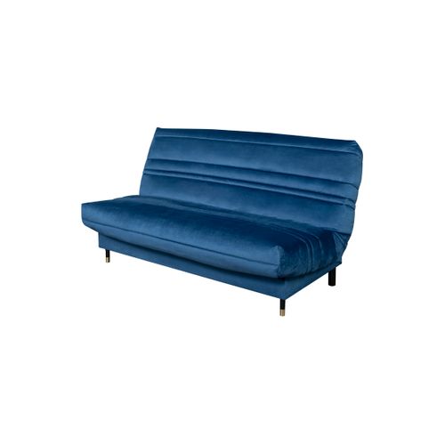 Banquette Clic-clac Goldy 120x190, Matelas Simmons, Velours Bleu