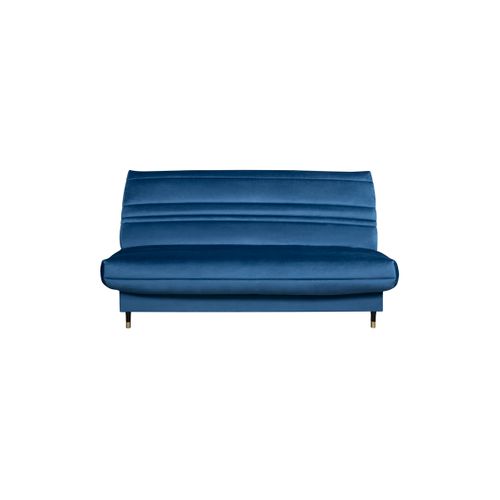 Banquette Clic-clac Goldy 120x190, Matelas Simmons, Velours Bleu
