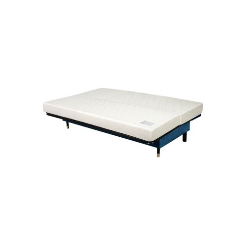Banquette Clic-clac Goldy 120x190, Matelas Simmons, Velours Bleu