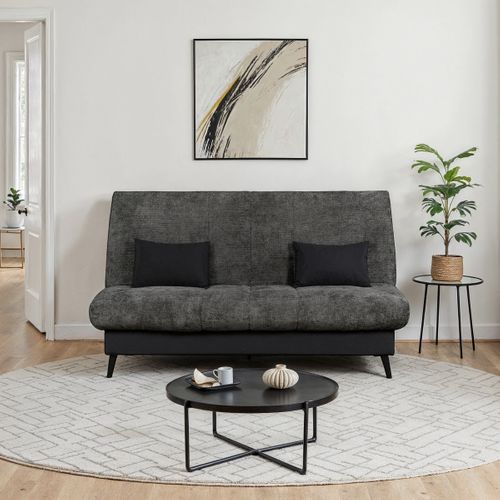 Banquette-lit clic-clac COCON tissu velours charbon