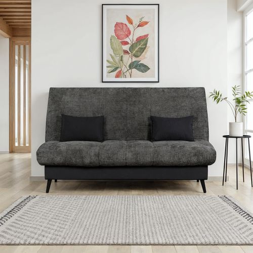 Banquette-lit clic-clac COCON tissu chenillé anthracite