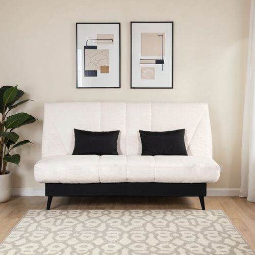 Banquette-lit clic-clac CARESSE tissu velours beige